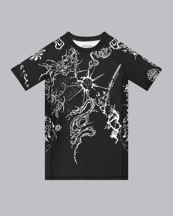 BLACK MARKED RASH GUARD